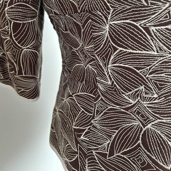 Nygård Collection Chocolate Pure Linen Floral Embroidered Jacket – US 12 - Picture 10 of 11